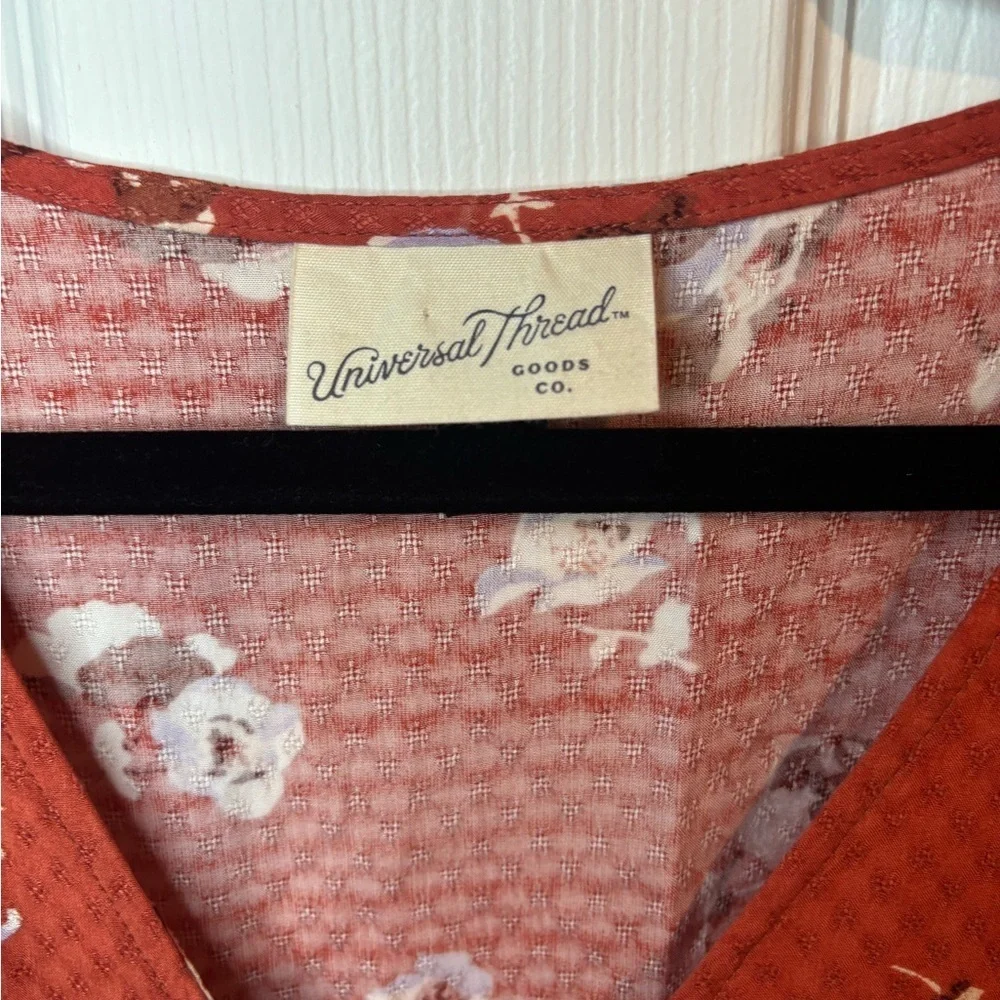Universal Thread Rust Floral Button-Front Dress - Picture 2 of 7